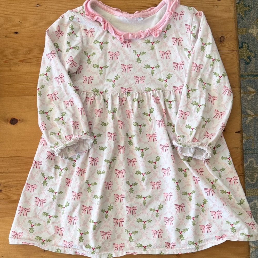 Pink and White Girls Christmas dress